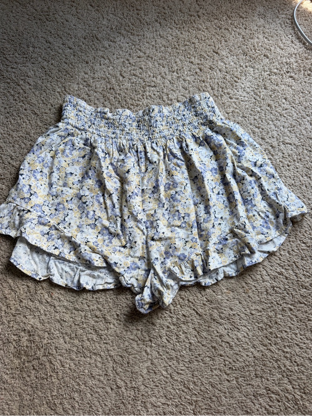 wild fable White Floral Smocked Top with Yellow & Lavender Accents